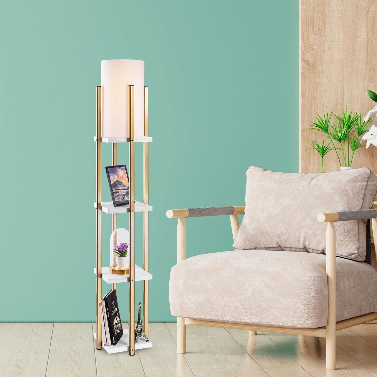 Lampadar, Opviq, 211LMP1109, Alb/Auriu - imagine 7